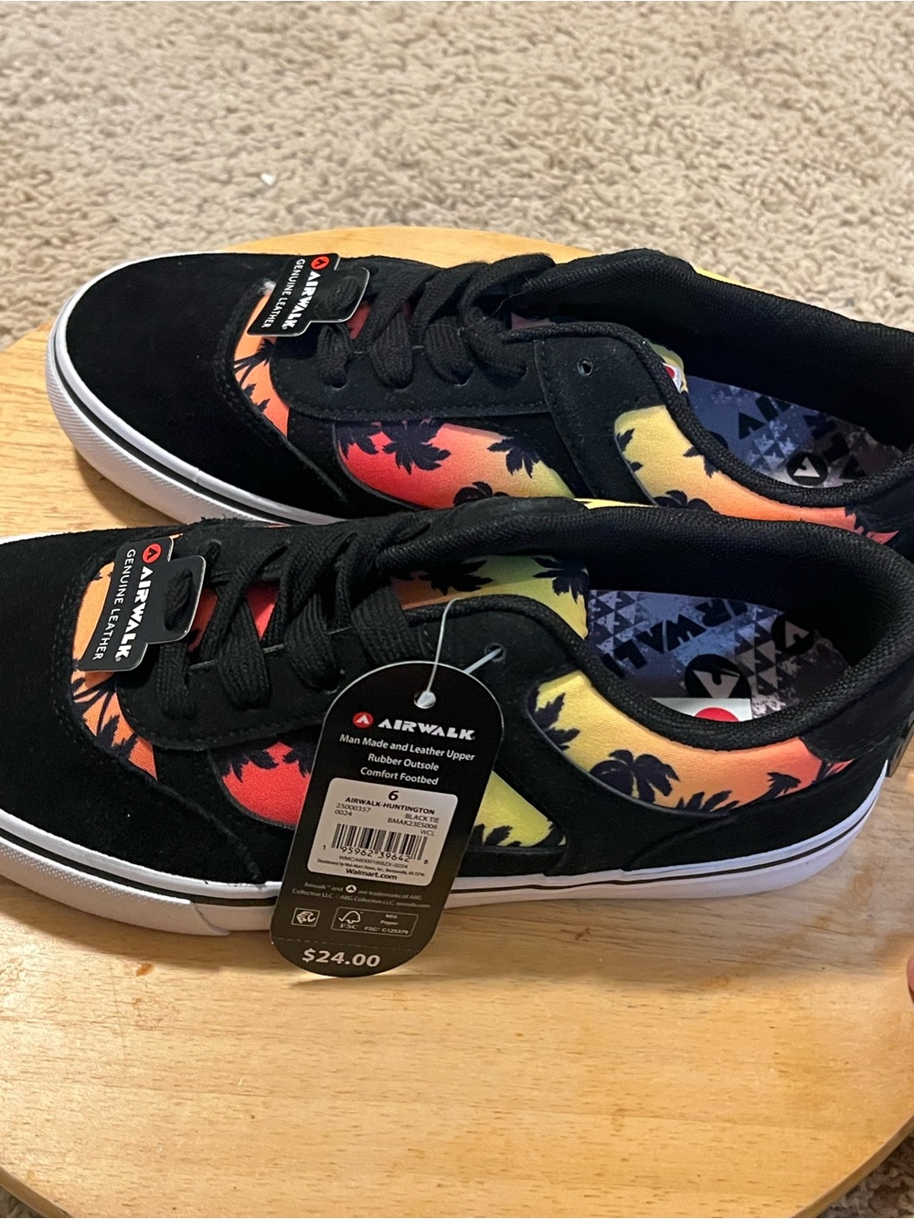 Airwalk Kids Black Sneakers with Sunset Palm Print
